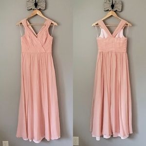 J. Crew Bridal Silk Chiffon Tulle Pleated Long Bridesmaid Dress in Blush Pink